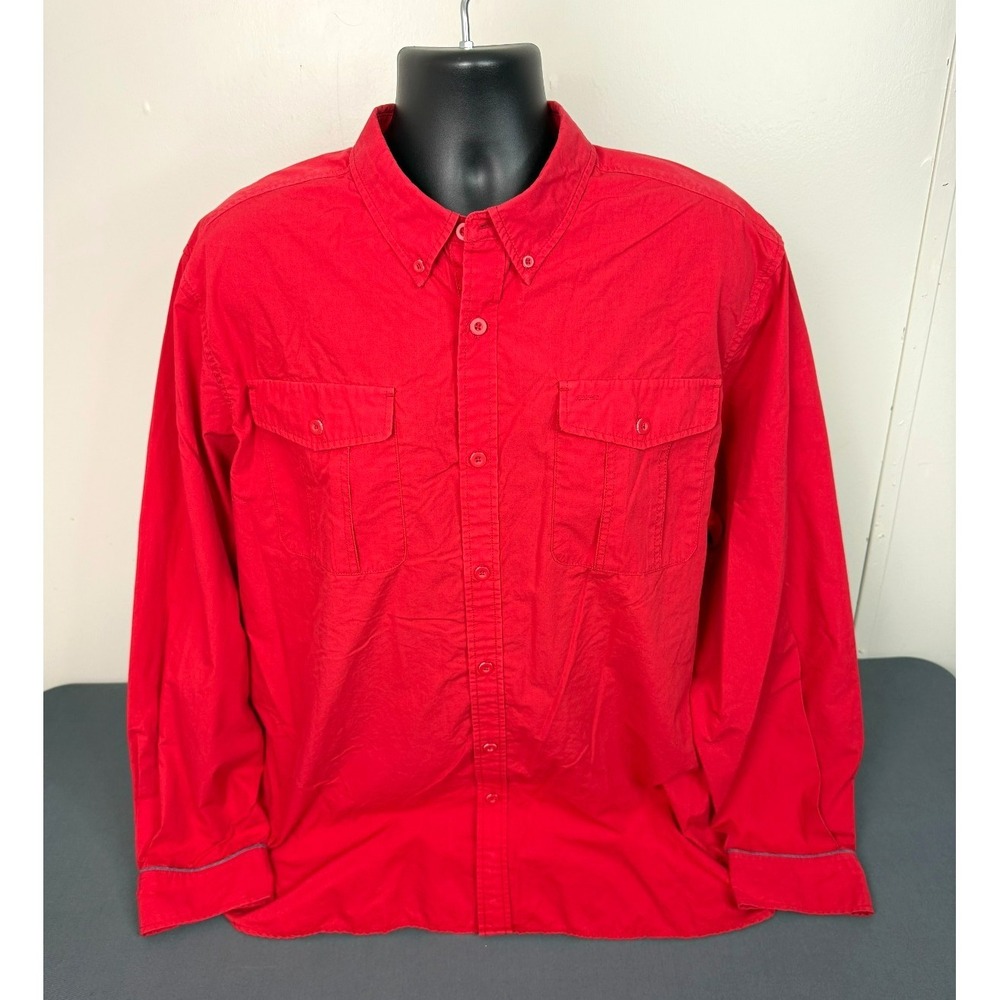 Rocawear Men's Classic Long Sleeve Button Down Shirt Cotton Red Size 3XL